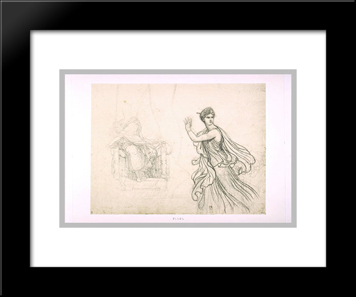 Study The Figure Of Hermione And Sketches Of The Figure Of Pyrrhus 20x24 Black Modern Wood Framed Art Print Poster by Guerin, Pierre Narcisse