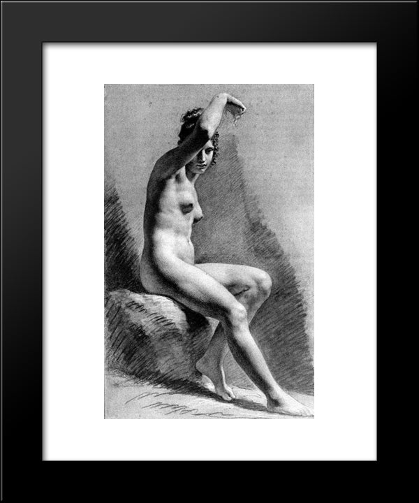 Female Nude Raising Her Arm 20x24 Black Modern Wood Framed Art Print Poster by Prud'hon, Pierre Paul