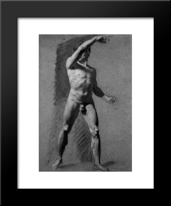 Male Nude Pointing 20x24 Black Modern Wood Framed Art Print Poster by Prud'hon, Pierre Paul