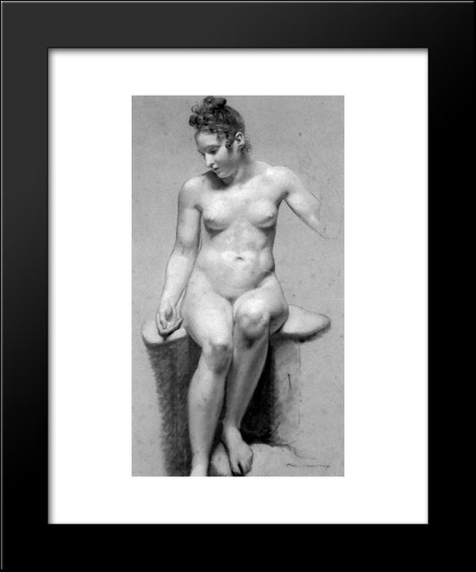 Seated Female Nude 20x24 Black Modern Wood Framed Art Print Poster by Prud'hon, Pierre Paul