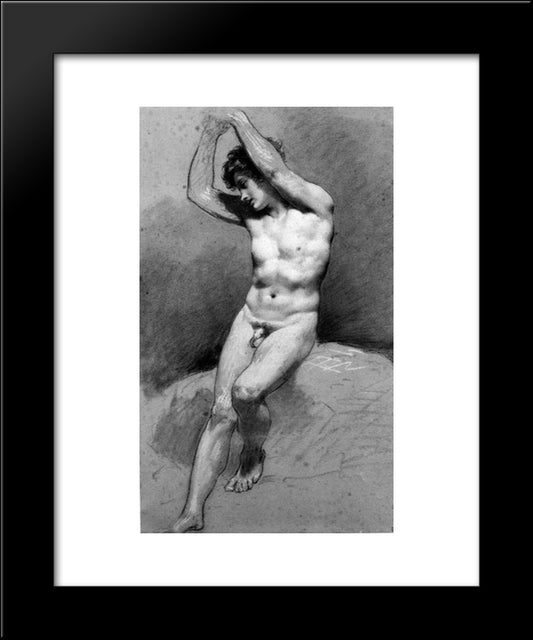 Seated Male Nude 20x24 Black Modern Wood Framed Art Print Poster by Prud'hon, Pierre Paul