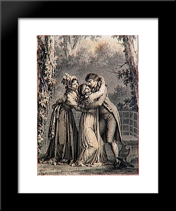 The First Kiss Of Love 20x24 Black Modern Wood Framed Art Print Poster by Prud'hon, Pierre Paul