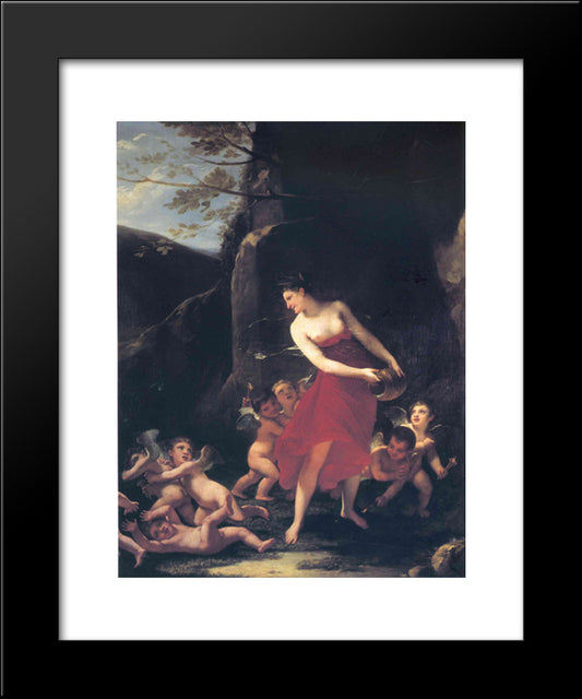 Young Naiad Tickled By The Cupids 20x24 Black Modern Wood Framed Art Print Poster by Prud'hon, Pierre Paul