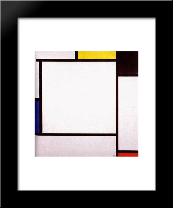 Composition 2 20x24 Black Modern Wood Framed Art Print Poster by Mondrian, Piet