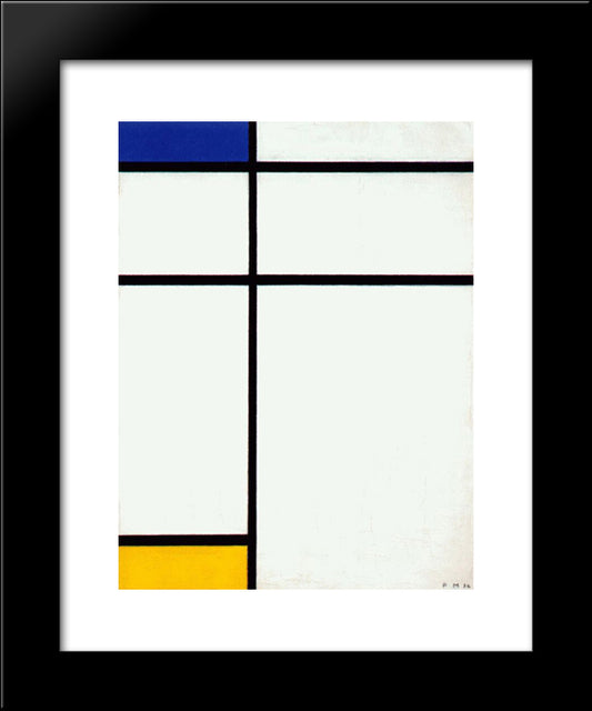 Composition Iii With Blue, Yellow And White 20x24 Black Modern Wood Framed Art Print Poster by Mondrian, Piet