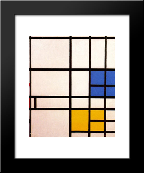 Composition N. 11 London With Blue, Red And Yellow 20x24 Black Modern Wood Framed Art Print Poster by Mondrian, Piet