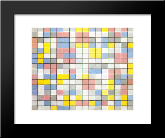 Composition With Grid Ix 20x24 Black Modern Wood Framed Art Print Poster by Mondrian, Piet