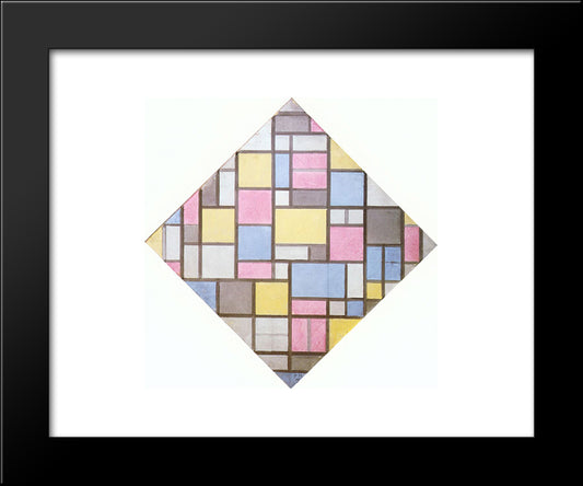 Composition With Grid Vii 20x24 Black Modern Wood Framed Art Print Poster by Mondrian, Piet