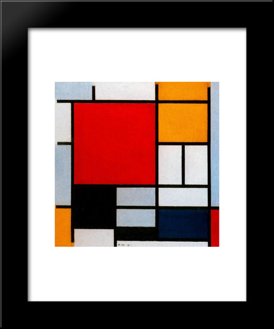 Composition With Large Red Plane, Yellow, Black, Gray And Blue 20x24 Black Modern Wood Framed Art Print Poster by Mondrian, Piet