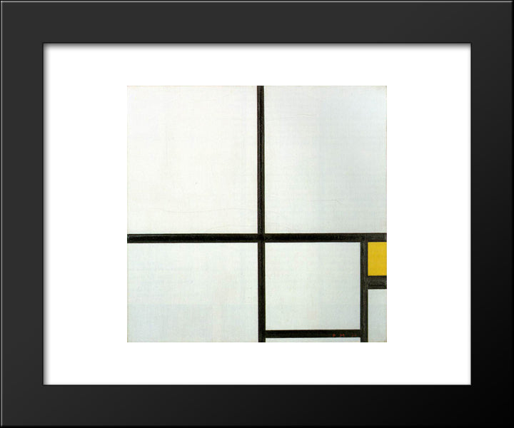Composition With Yellow Patch 20x24 Black Modern Wood Framed Art Print Poster by Mondrian, Piet