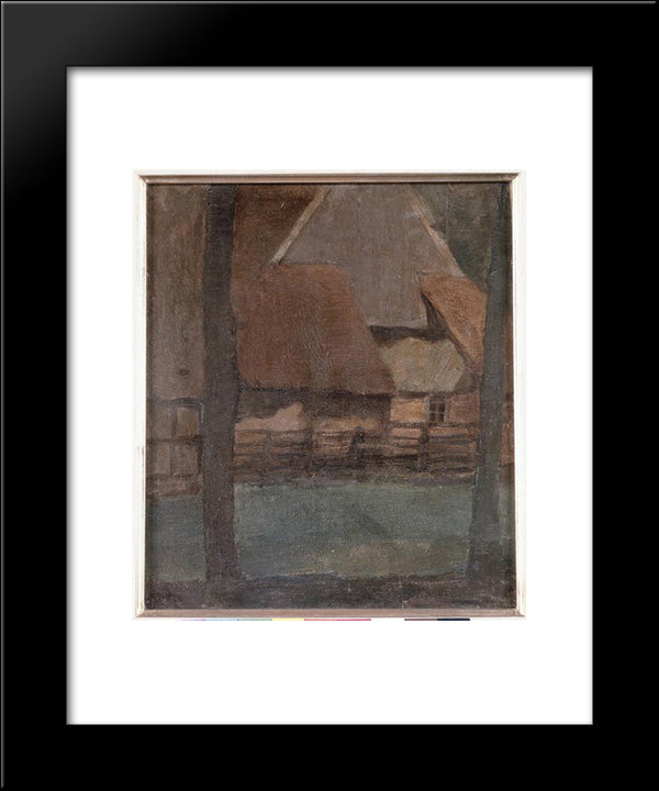 Gable Farm With Trees 20x24 Black Modern Wood Framed Art Print Poster by Mondrian, Piet