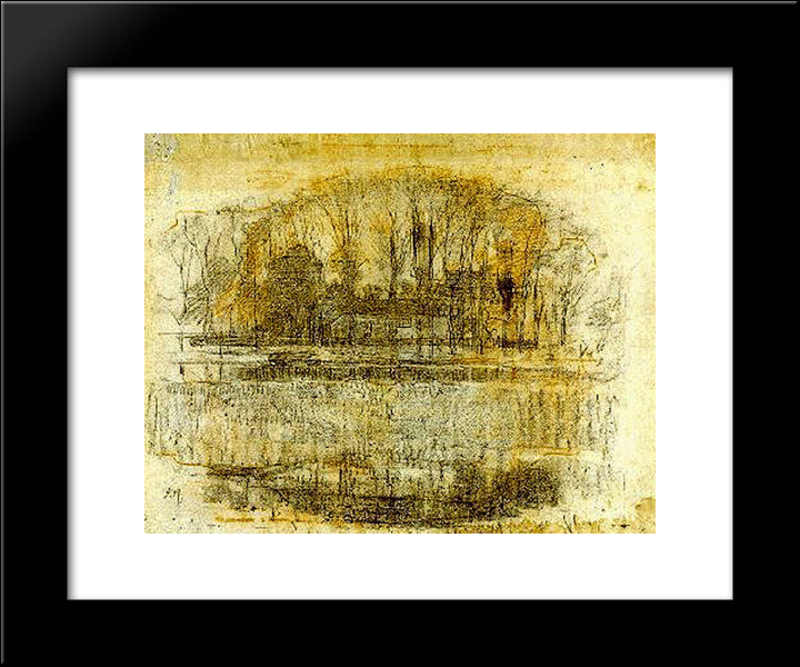 Geinrust Farm, Compositional Study 20x24 Black Modern Wood Framed Art Print Poster by Mondrian, Piet