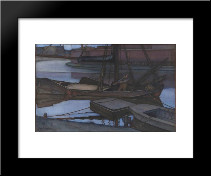 Going Fishing 20x24 Black Modern Wood Framed Art Print Poster by Mondrian, Piet