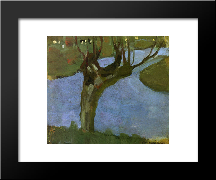 Irrigation Ditch With Mature Willow 20x24 Black Modern Wood Framed Art Print Poster by Mondrian, Piet