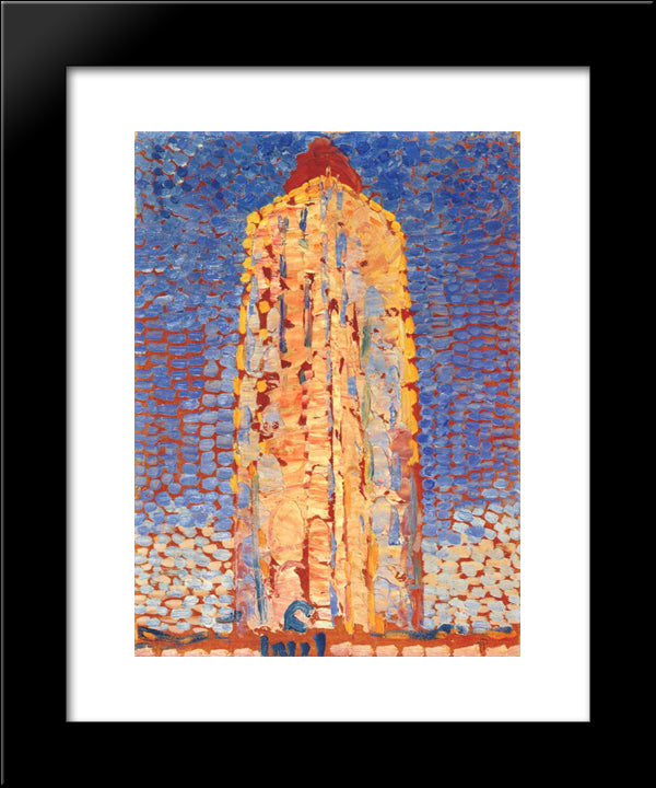 Lighthouse In Westkapelle 20x24 Black Modern Wood Framed Art Print Poster by Mondrian, Piet
