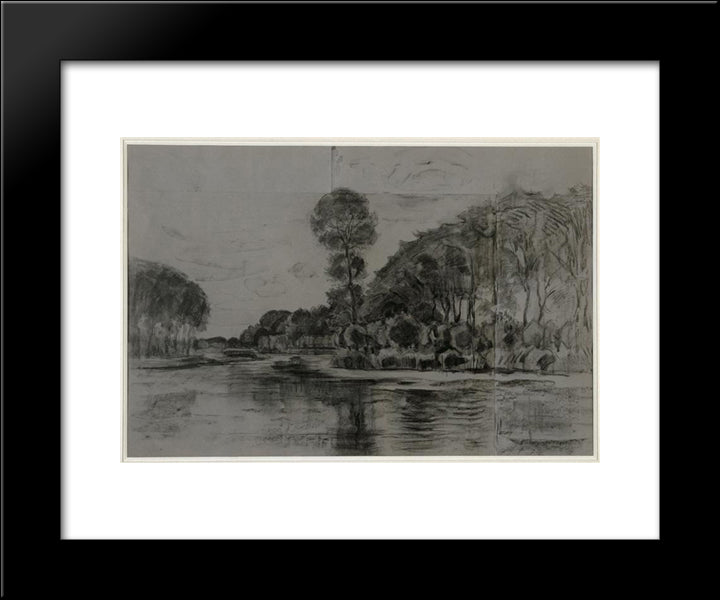 Lonely Tree At The Gein 20x24 Black Modern Wood Framed Art Print Poster by Mondrian, Piet