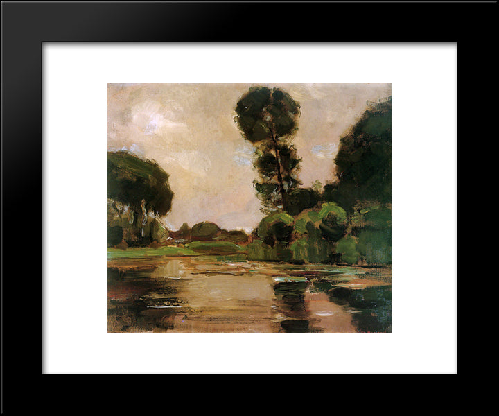 Lonely Tree At The Gein Sun 20x24 Black Modern Wood Framed Art Print Poster by Mondrian, Piet