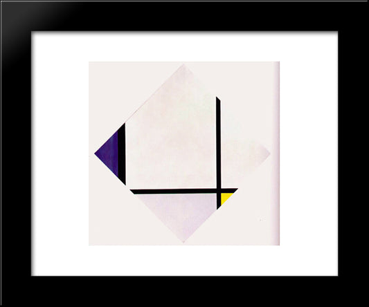 Lozenge Composition 3 Lines Blue Gray Yellow 20x24 Black Modern Wood Framed Art Print Poster by Mondrian, Piet