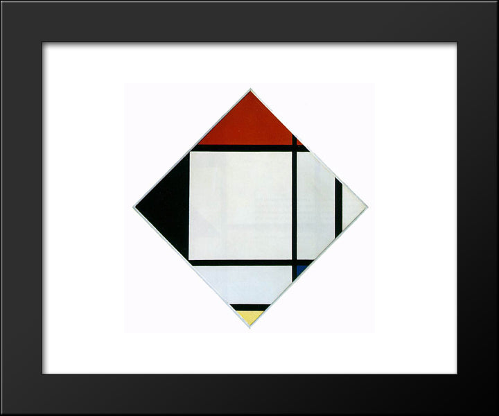 Lozenge Composition With Red, Black,Blue And Yellow 20x24 Black Modern Wood Framed Art Print Poster by Mondrian, Piet