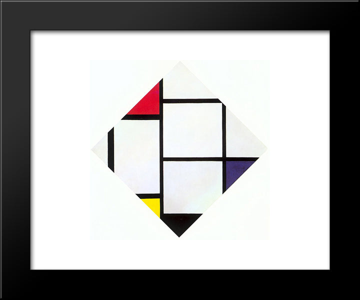 Lozenge Composition With Red, Gray, Blue, Yellow, And Black 20x24 Black Modern Wood Framed Art Print Poster by Mondrian, Piet