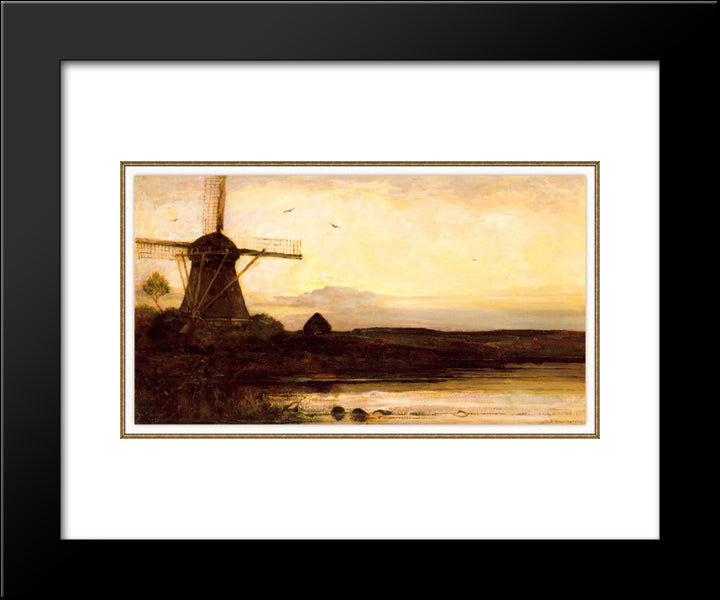 Mill In The Evening 20x24 Black Modern Wood Framed Art Print Poster by Mondrian, Piet
