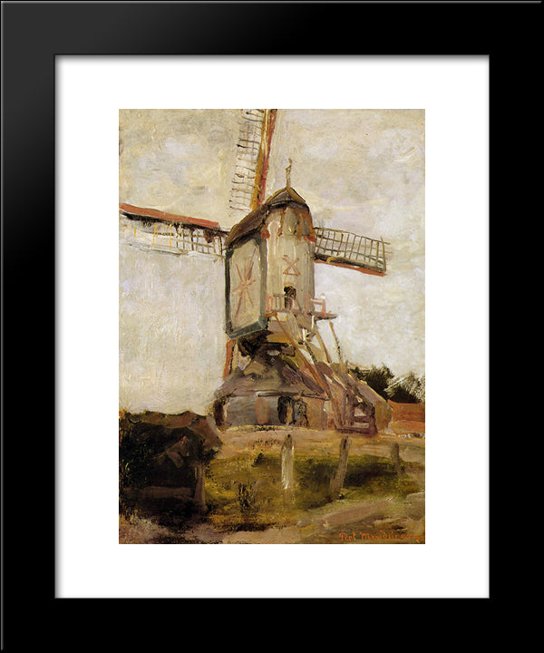 Mill Of Heeswijk Sun 20x24 Black Modern Wood Framed Art Print Poster by Mondrian, Piet