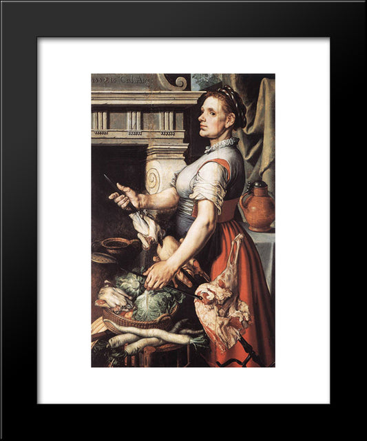 Cook In Front Of The Stove 20x24 Black Modern Wood Framed Art Print Poster by Aertsen, Pieter