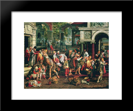 Deeds Of Christian Charity 20x24 Black Modern Wood Framed Art Print Poster by Aertsen, Pieter