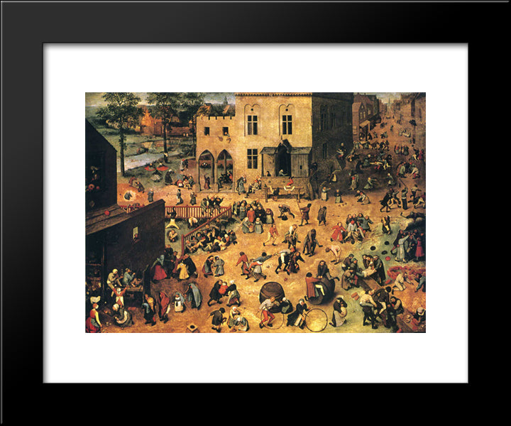 Children'S Games 20x24 Black Modern Wood Framed Art Print Poster by Bruegel the Elder, Pieter