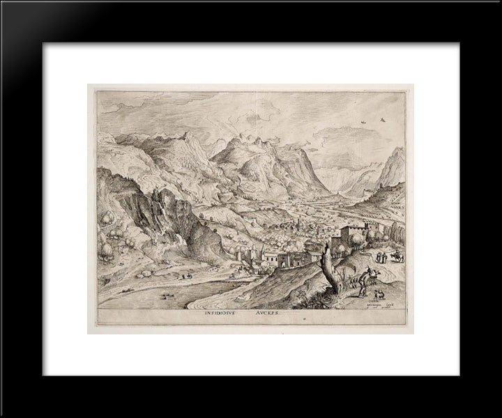 Crafty Bird Catcher 20x24 Black Modern Wood Framed Art Print Poster by Bruegel the Elder, Pieter