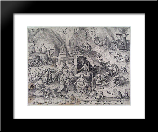 Greed 20x24 Black Modern Wood Framed Art Print Poster by Bruegel the Elder, Pieter