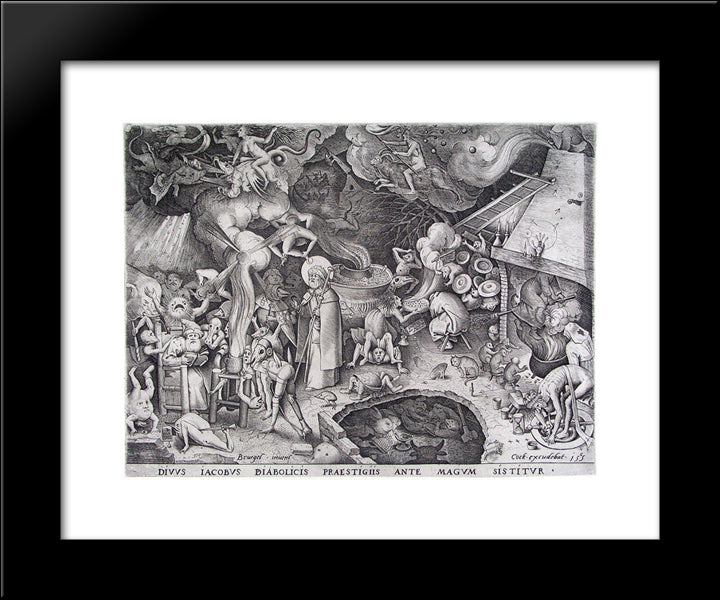 James The Late Emperor Of The Devil Is Stopped The Illusions Of A Magician 20x24 Black Modern Wood Framed Art Print Poster by Bruegel the Elder, Pieter