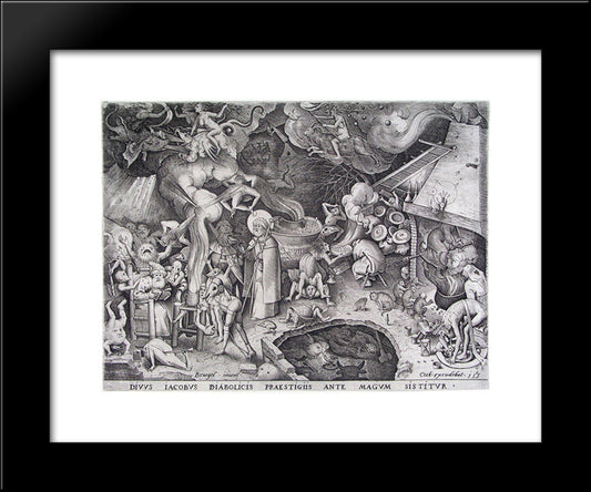 James The Late Emperor Of The Devil Is Stopped The Illusions Of A Magician 20x24 Black Modern Wood Framed Art Print Poster by Bruegel the Elder, Pieter