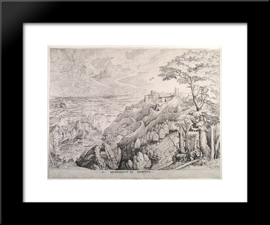 Jerome In The Desert 20x24 Black Modern Wood Framed Art Print Poster by Bruegel the Elder, Pieter