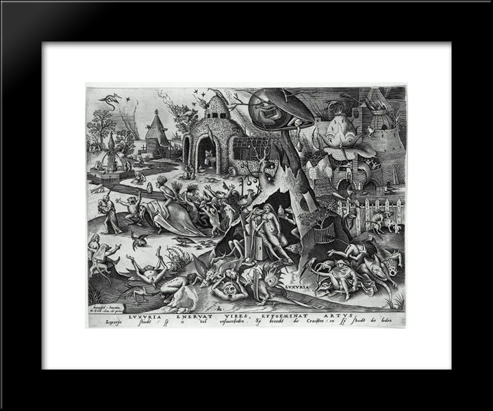 Lust 20x24 Black Modern Wood Framed Art Print Poster by Bruegel the Elder, Pieter
