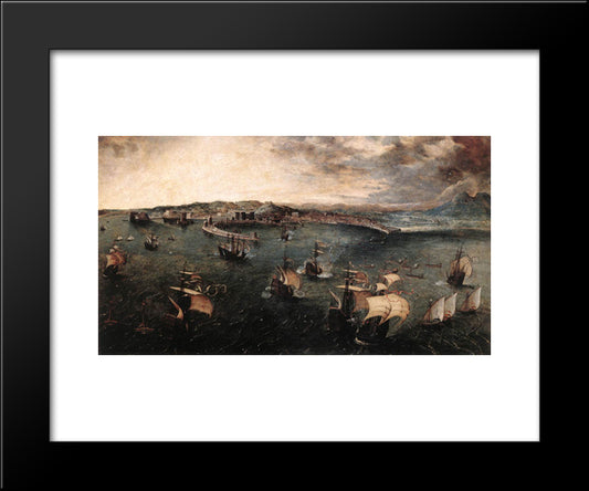 Naval Battle In The Gulf Of Naples 20x24 Black Modern Wood Framed Art Print Poster by Bruegel the Elder, Pieter