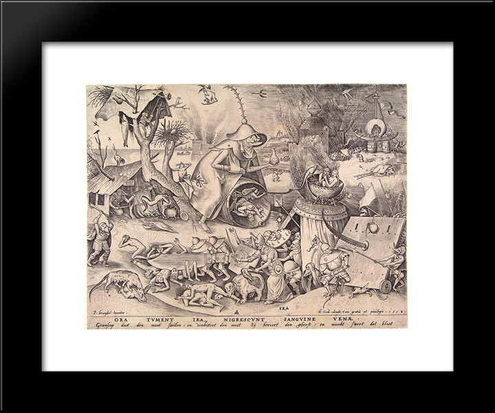 Pray Were Swelling With Anger, Veins Grow Black With Blood 20x24 Black Modern Wood Framed Art Print Poster by Bruegel the Elder, Pieter