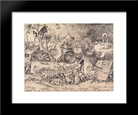 Pray Were Swelling With Anger, Veins Grow Black With Blood 20x24 Black Modern Wood Framed Art Print Poster by Bruegel the Elder, Pieter