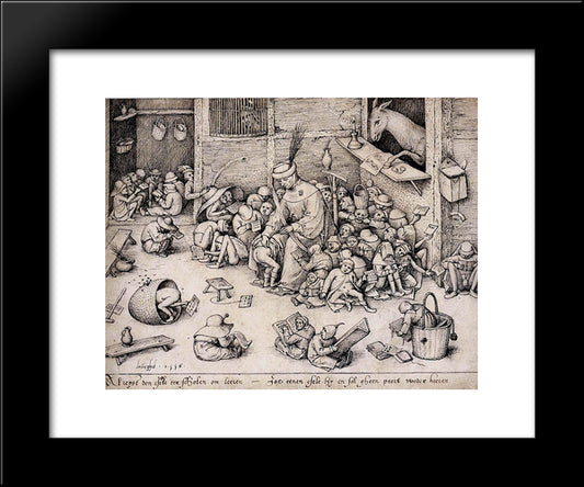 The Ass In The School 20x24 Black Modern Wood Framed Art Print Poster by Bruegel the Elder, Pieter