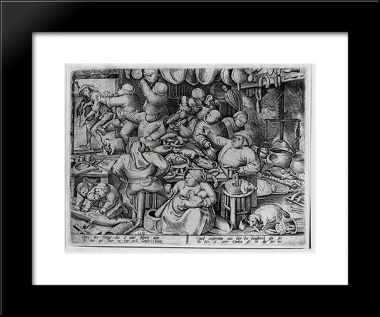 The Fat Kitchen 20x24 Black Modern Wood Framed Art Print Poster by Bruegel the Elder, Pieter
