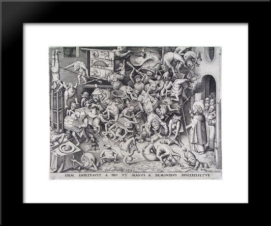 The Same God So That He Obtained Of The Magus Was By Demons Be Pulled In Pieces 20x24 Black Modern Wood Framed Art Print Poster by Bruegel the Elder, Pieter