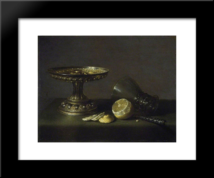 Still Life 20x24 Black Modern Wood Framed Art Print Poster by Claesz, Pieter