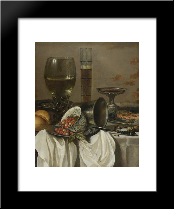 Still Life With Drinking Vessels 20x24 Black Modern Wood Framed Art Print Poster by Claesz, Pieter
