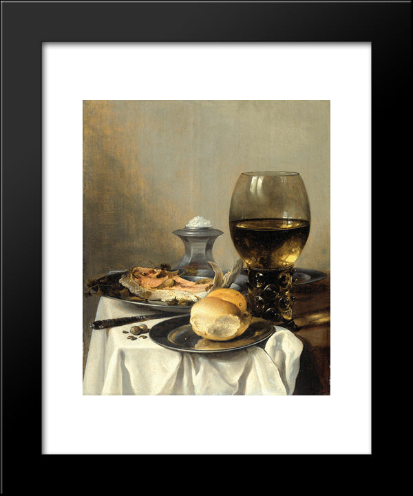 Still Life With Salt Tub 20x24 Black Modern Wood Framed Art Print Poster by Claesz, Pieter