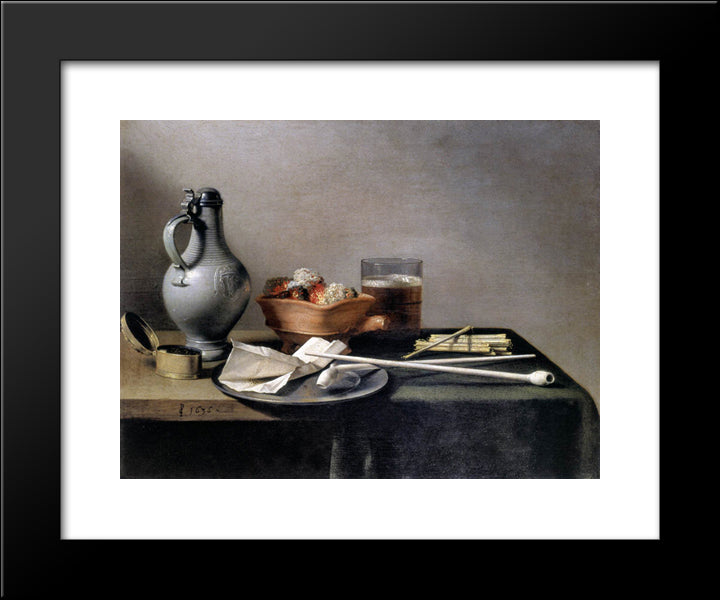 Tobacco Pipes And A Brazier 20x24 Black Modern Wood Framed Art Print Poster by Claesz, Pieter