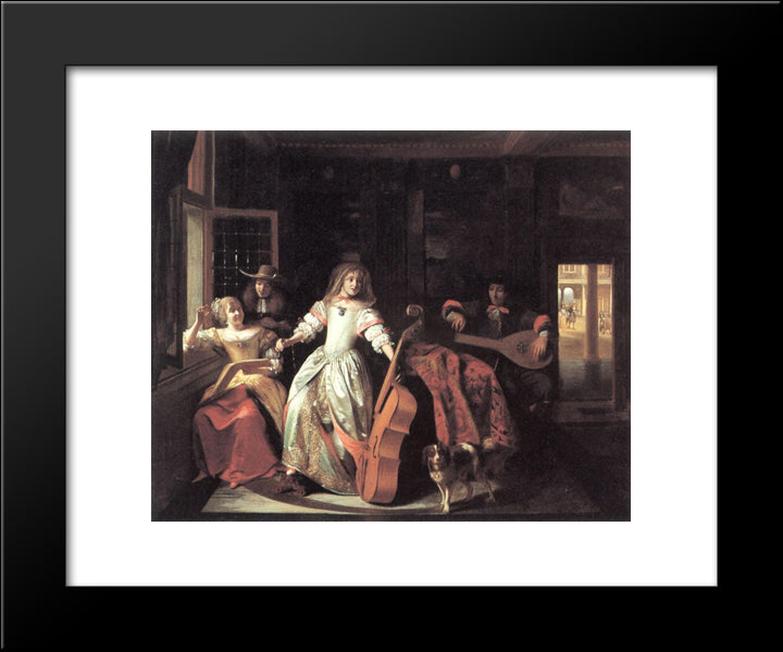 A Musical Conversation 20x24 Black Modern Wood Framed Art Print Poster by Hooch, Pieter de