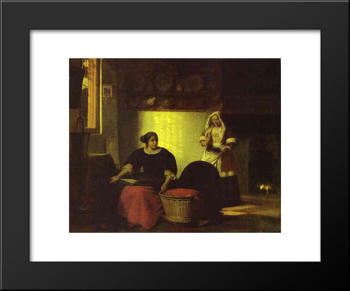 A Sick Child 20x24 Black Modern Wood Framed Art Print Poster by Hooch, Pieter de