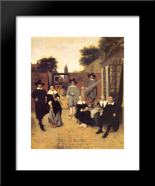 Dutch Family 20x24 Black Modern Wood Framed Art Print Poster by Hooch, Pieter de