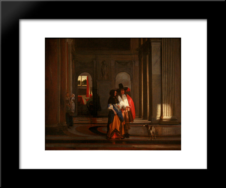 Going For The Walk 20x24 Black Modern Wood Framed Art Print Poster by Hooch, Pieter de