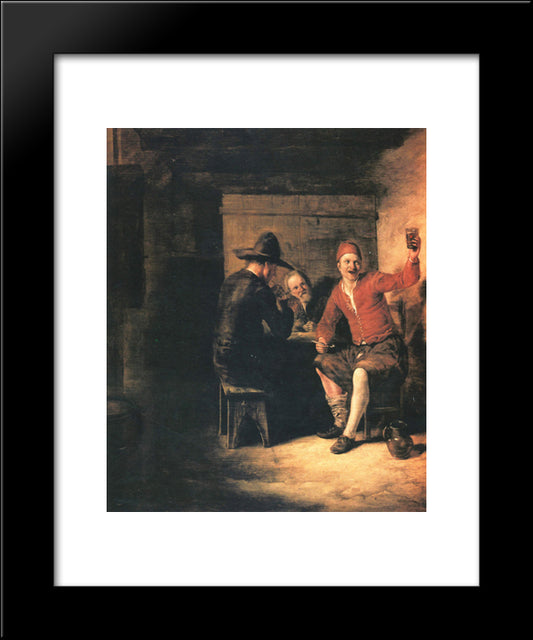 Happy Drinker 20x24 Black Modern Wood Framed Art Print Poster by Hooch, Pieter de